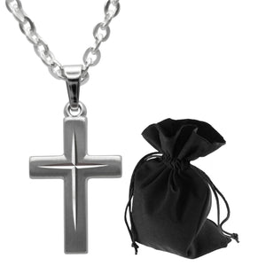 Kreuzkette 925 Sterling Silber rhodiniert, Anhänger 2,5 cm – gesegnet