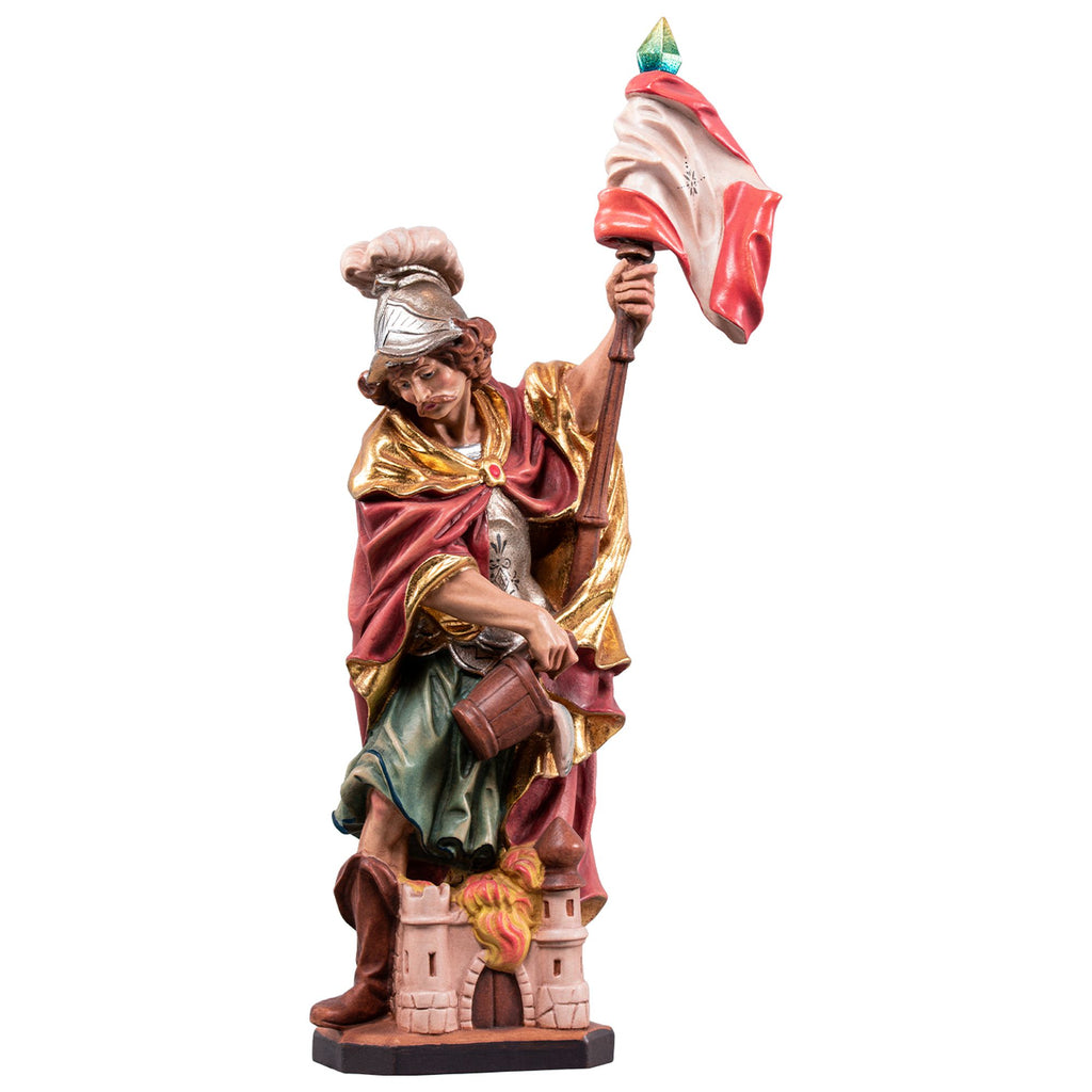 Heiliger Florian – handgeschnitzte Holzfigur, Schutzpatron der Feuerwehr, gefertigt in Südtirol