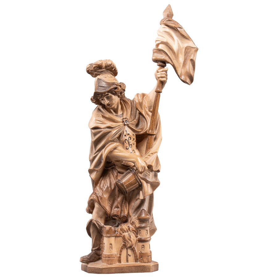 Hl. Florian – handgeschnitzte Holzfigur, Ausführung mehrfarbig gebeizt