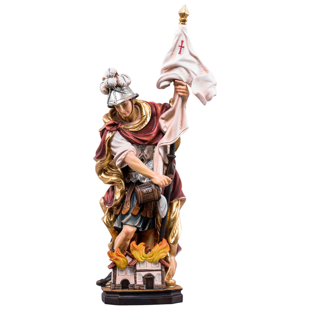 Heiliger Florian barock – handgeschnitzte Holzfigur, Schutzpatron der Feuerwehr, gefertigt in Südtirol