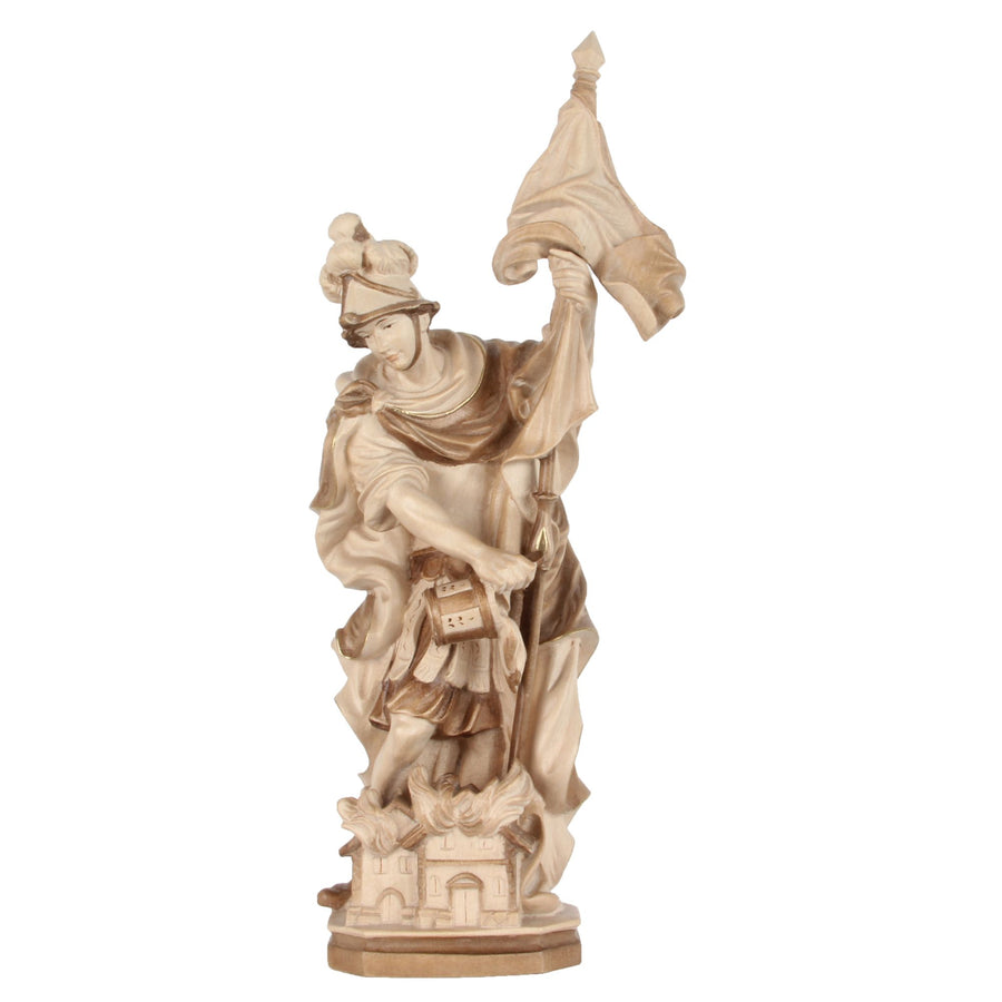 Hl. Florian, barock – handgeschnitzte Holzfigur, Ausführung mehrfarbig gebeizt