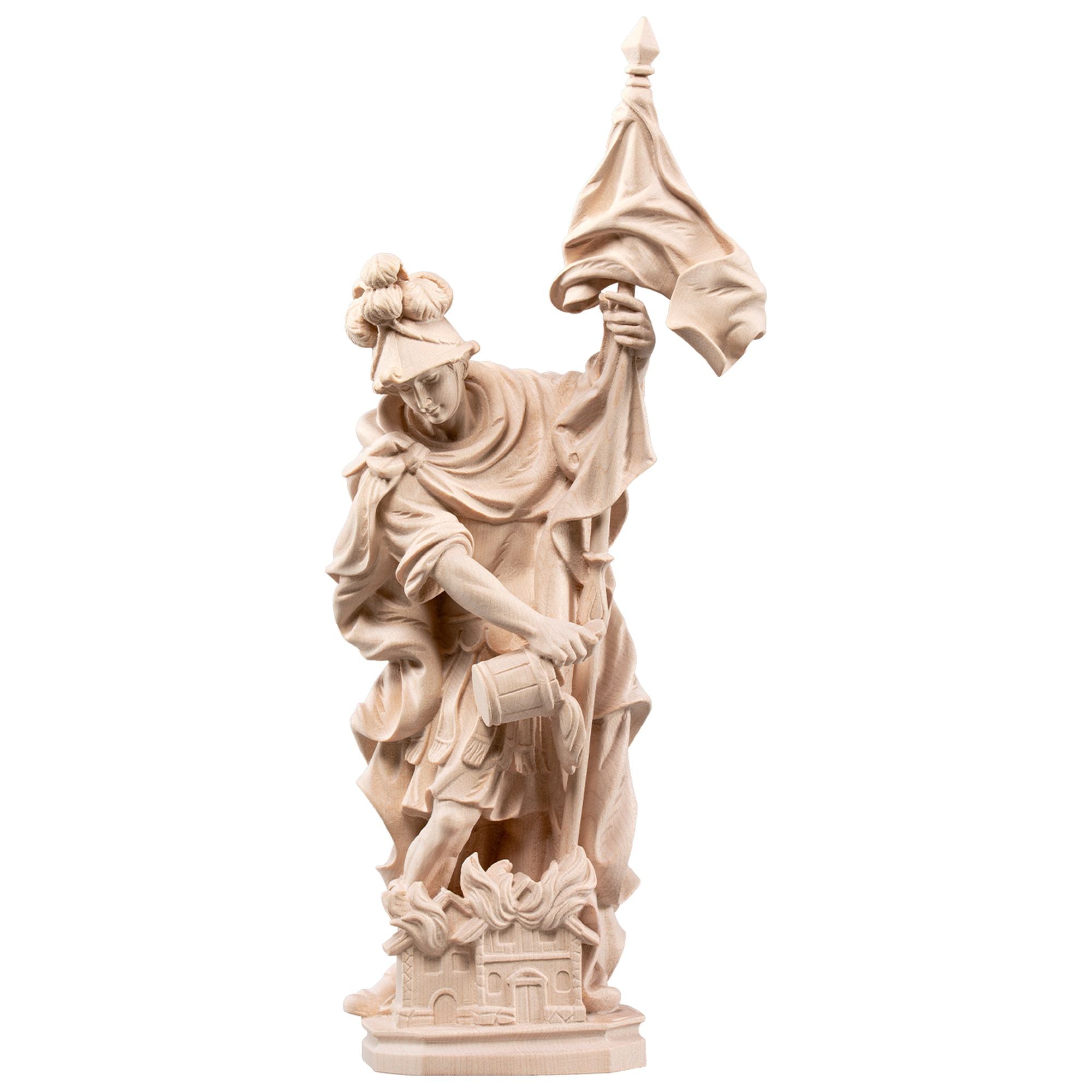 Heiliger Florian barock – handgeschnitzte Holzfigur, Schutzpatron der Feuerwehr, gefertigt in Südtirol