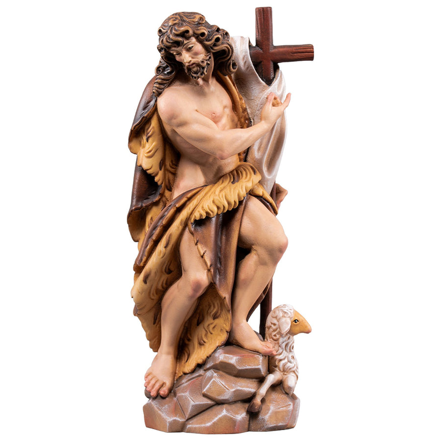 Hl. Johannes der Täufer – handgeschnitzte Holzfigur, Ausführung handbemalt