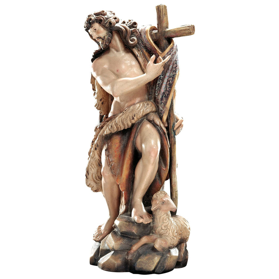 Hl. Johannes der Täufer – handgeschnitzte Holzfigur, Ausführung Echtgold
