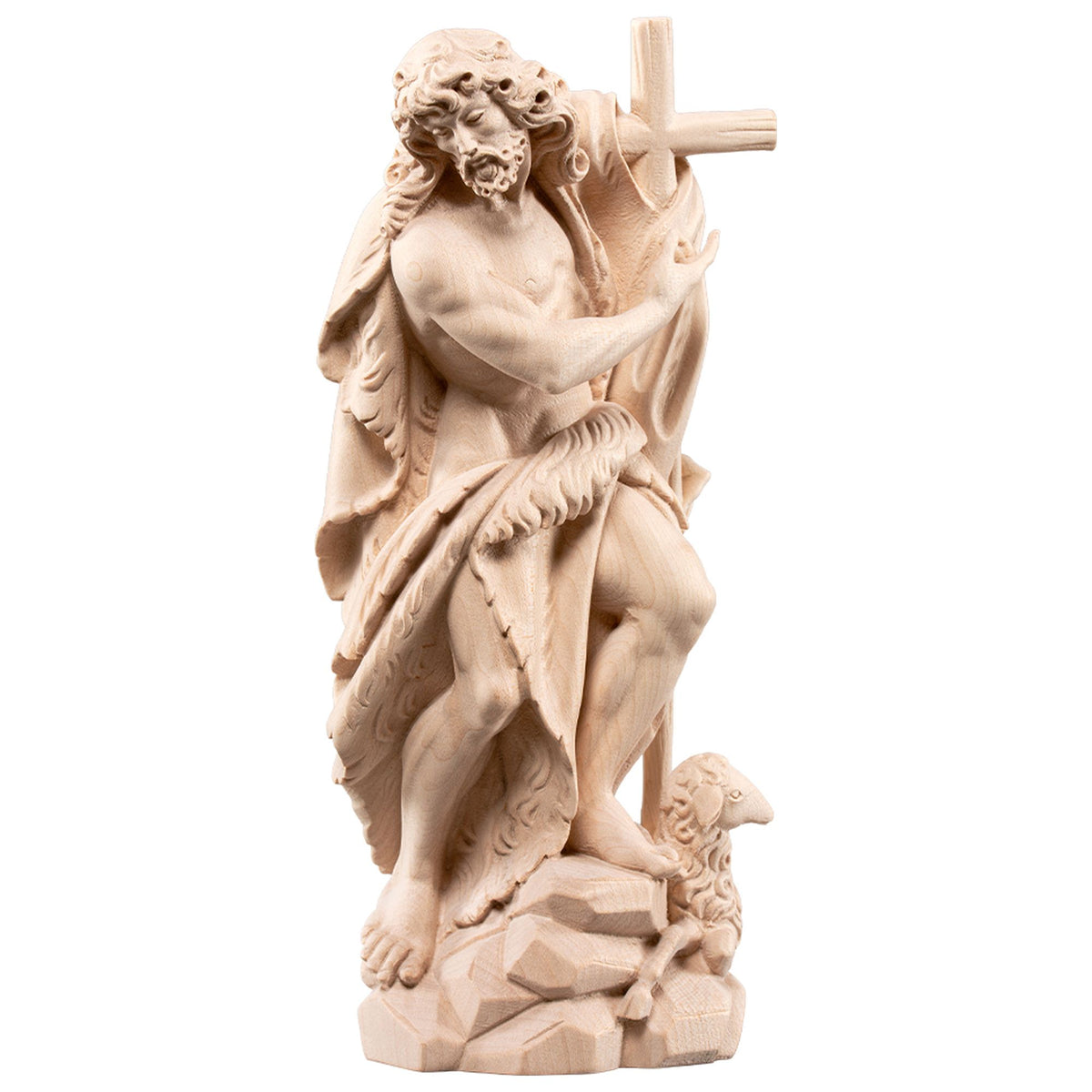 Hl. Johannes der Täufer – handgeschnitzte Holzfigur, Ausführung natur