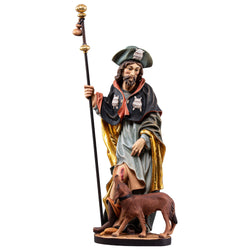 San Roque con el perro – talla de madera hecha a mano, acabado pintado a mano
