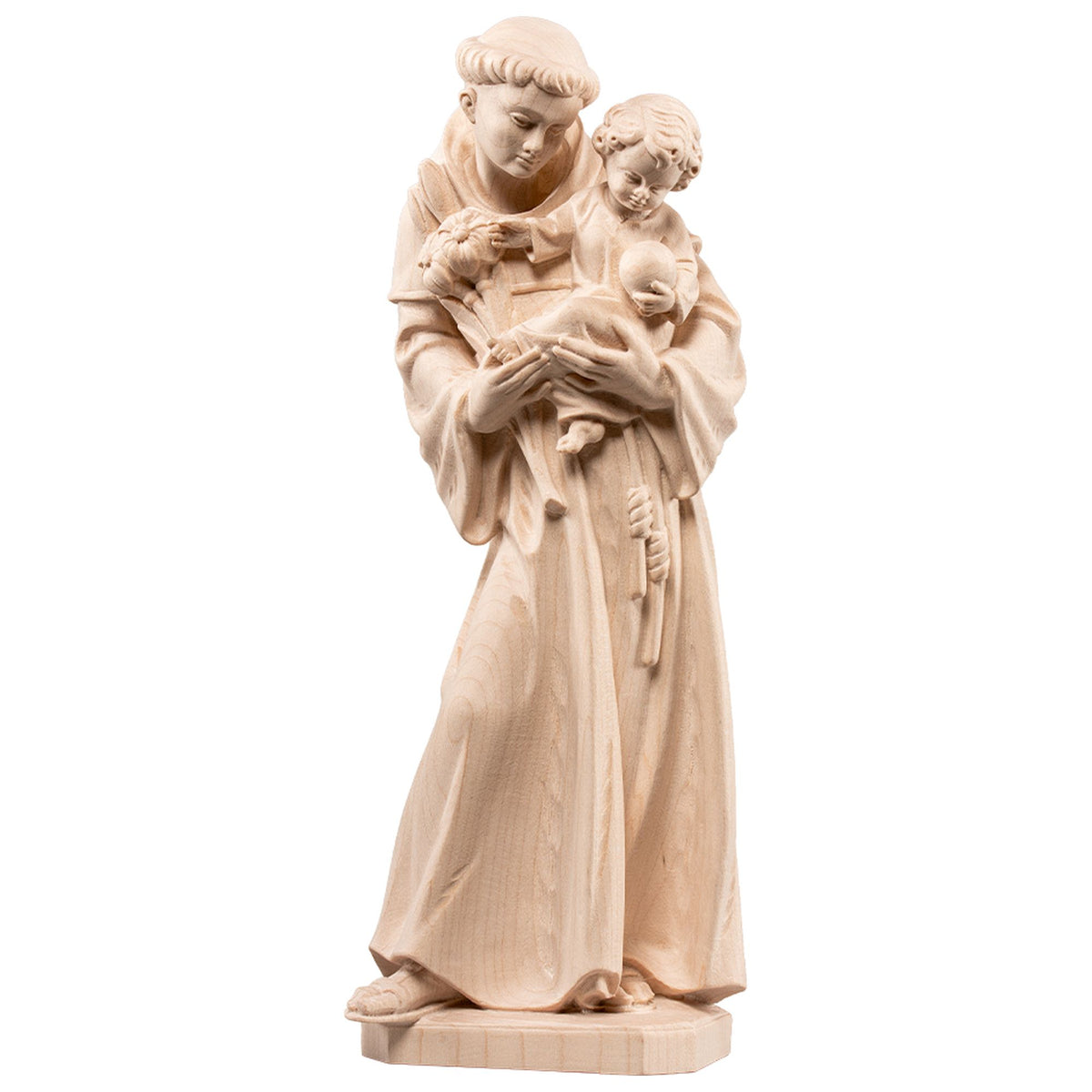 Hl. Antonius mit Jesuskind – handgeschnitzte Holzfigur, Ausführung natur
