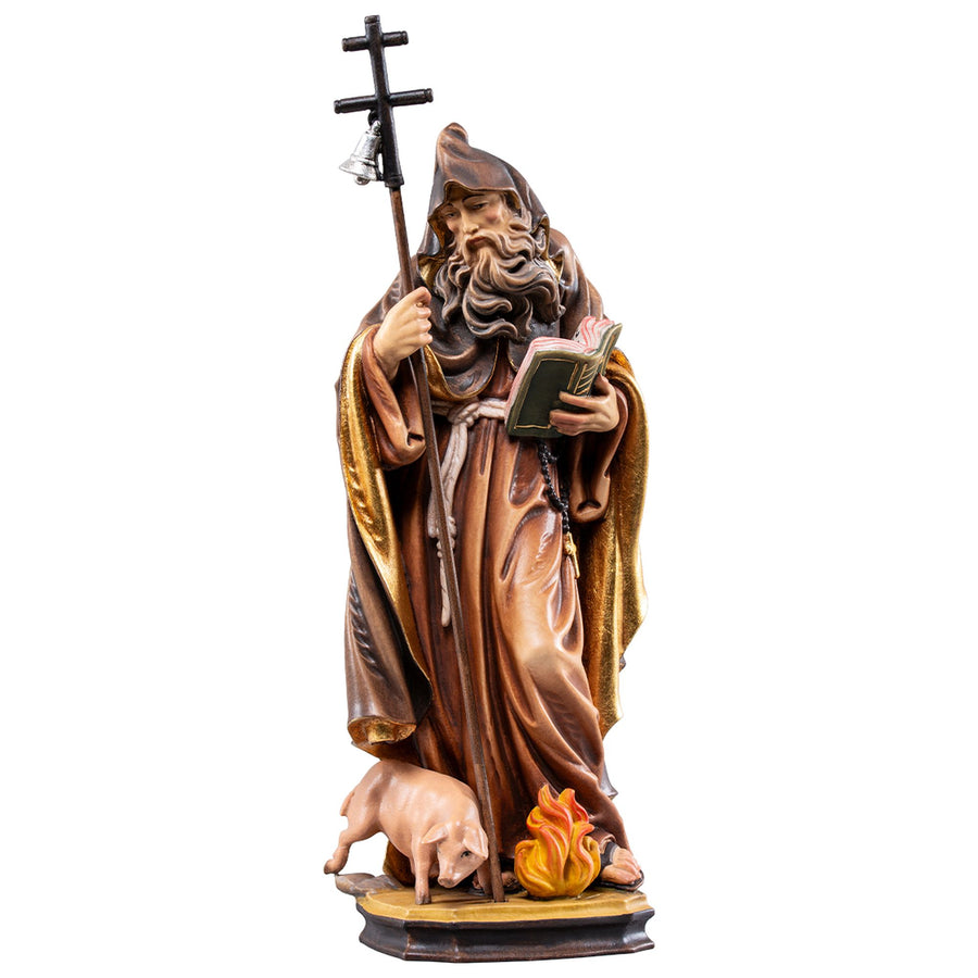 Hl. Antonius der Große – handgeschnitzte Holzfigur, Ausführung handbemalt