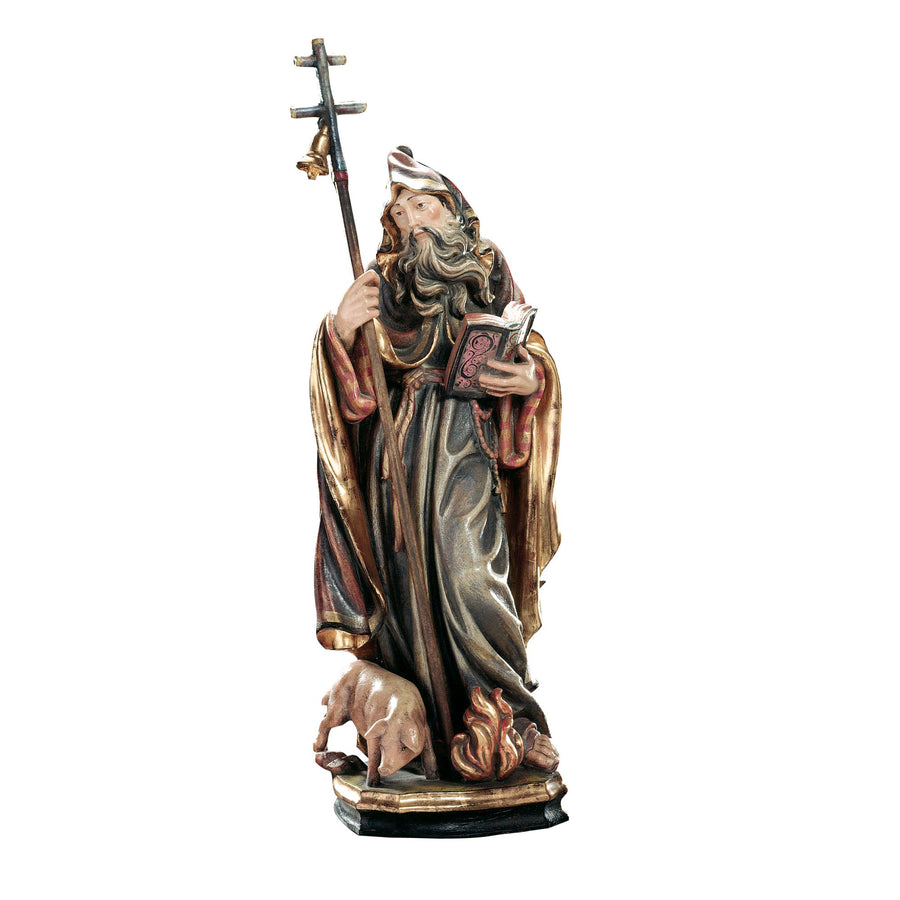 Hl. Antonius der Große – handgeschnitzte Holzfigur, Ausführung Echtgold antik