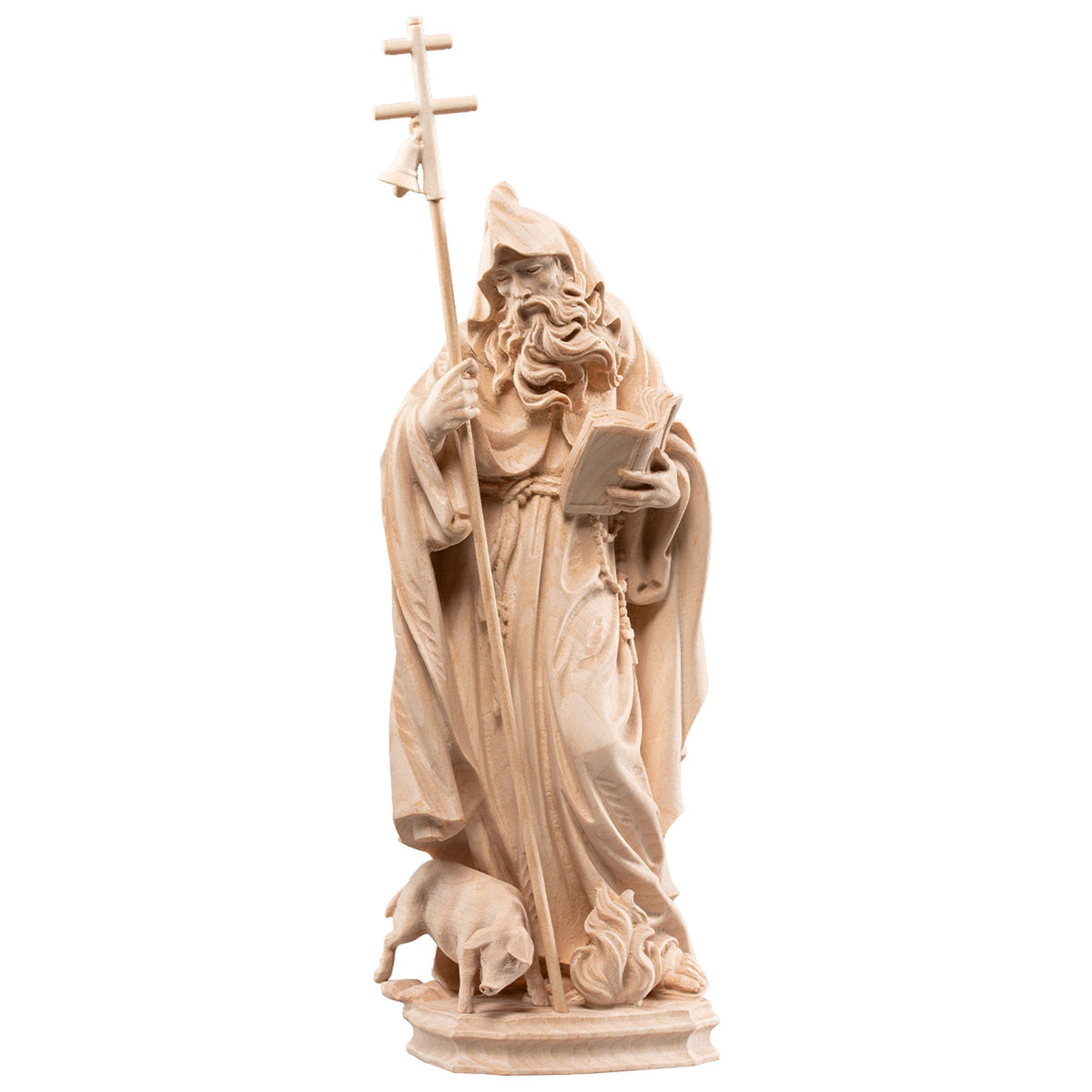 Hl. Antonius der Große – handgeschnitzte Holzfigur, Ausführung natur