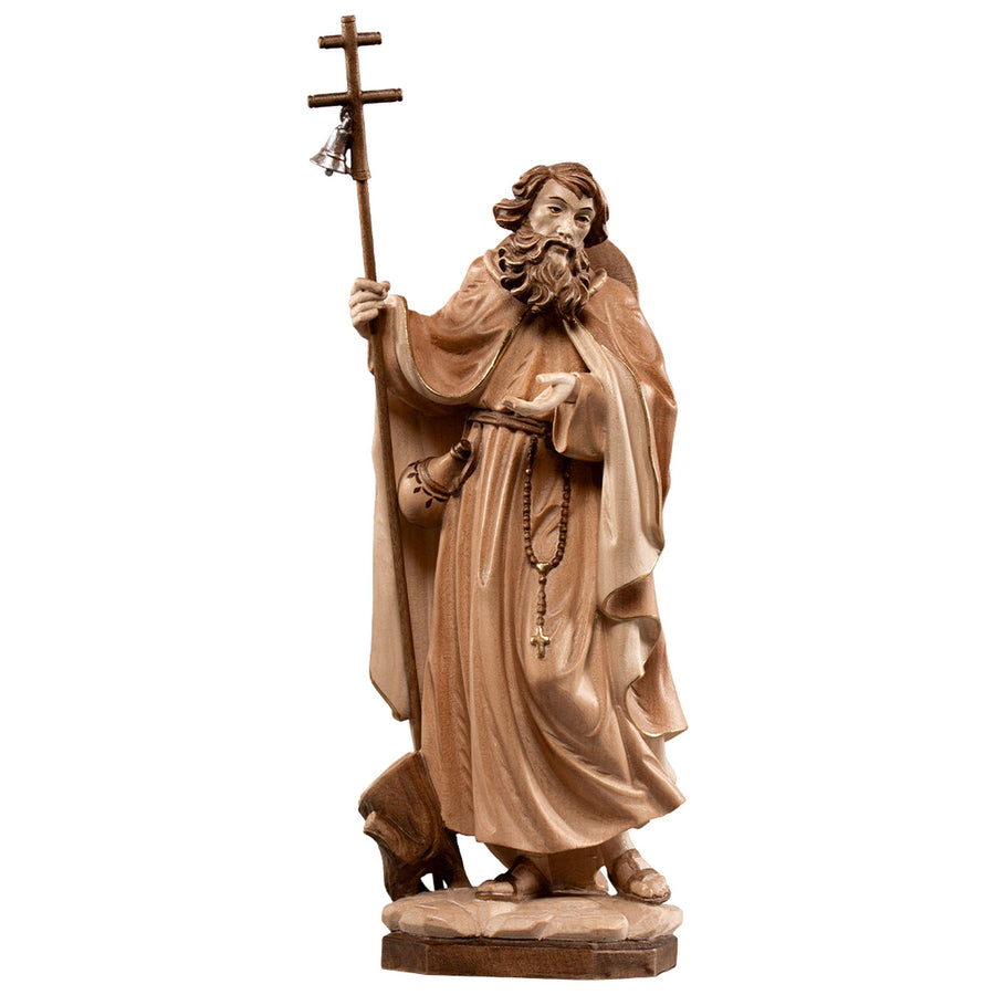 Santo eremita – statua in legno scolpita a mano, finitura velato a colori
