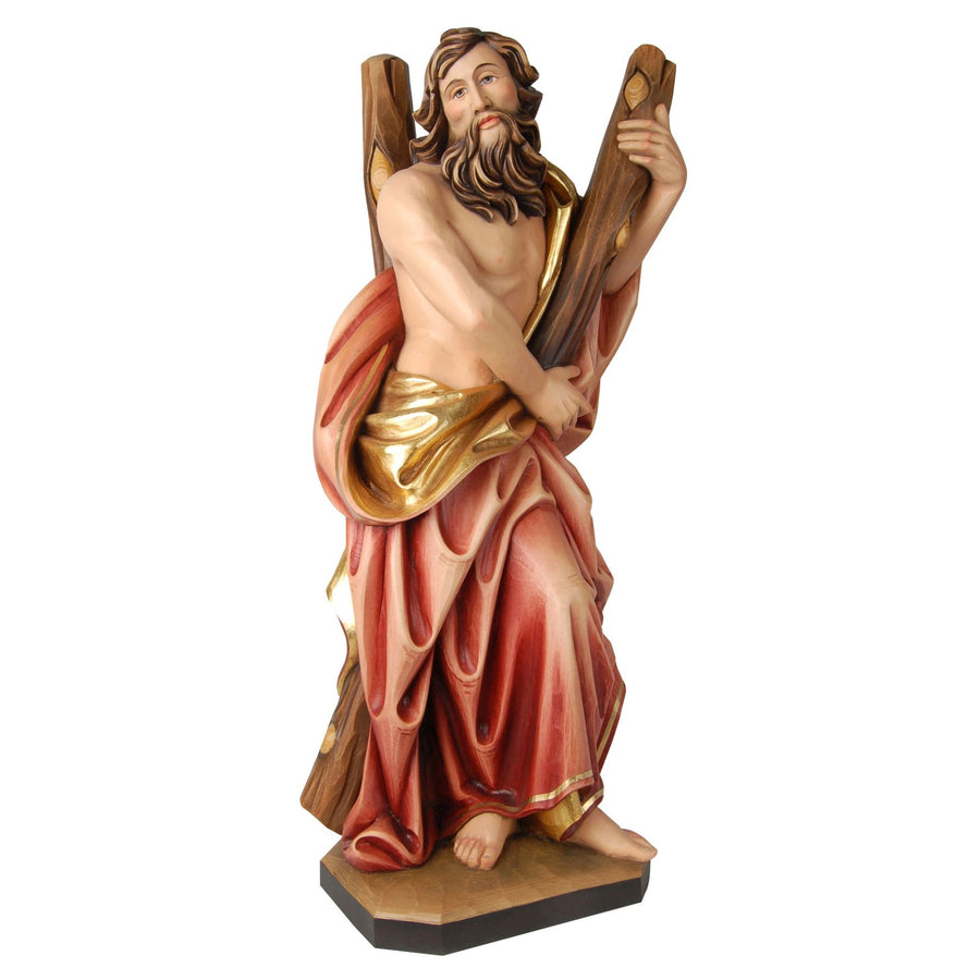 Sant'Andrea – statua in legno scolpita a mano, finitura dipinta a mano