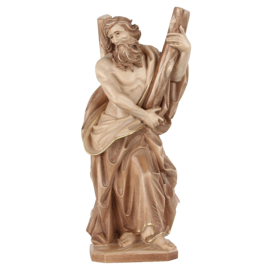 Sant'Andrea – statua in legno scolpita a mano, finitura velato a colori