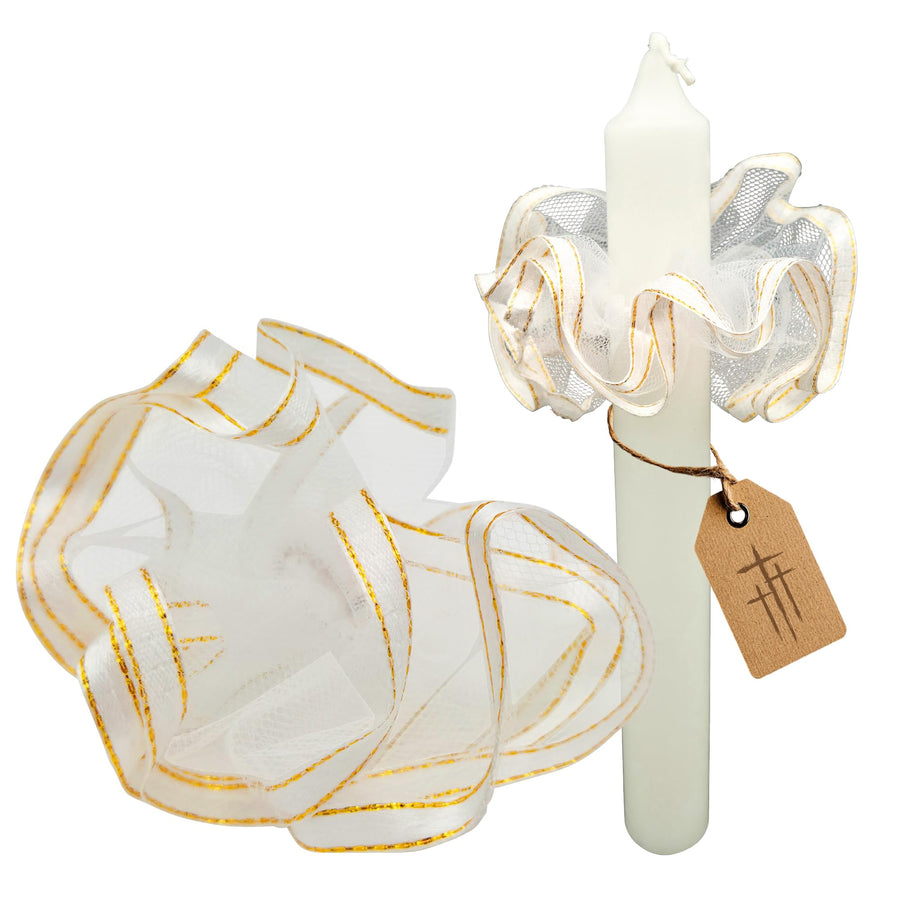 Protège-cierge anti-gouttes en tulle pour bougies d'autel Ø 1–4,5 cm, en sept coloris – image 2