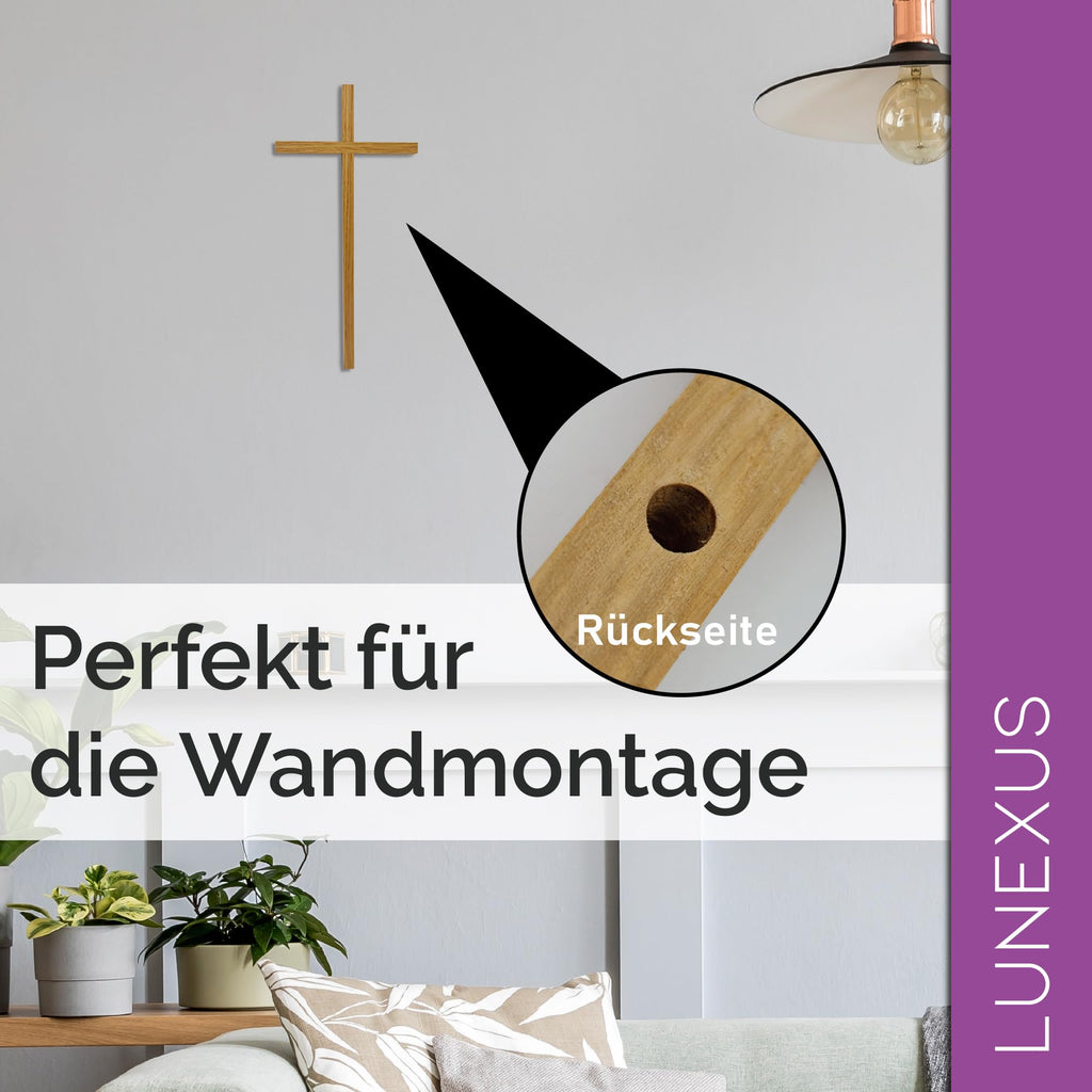 Wandkreuz aus naturbelassenem Lindenholz, 26 cm, schlicht ohne Korpus – Bild 5