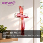 Glaskreuz in leuchtendem Rot-Transparent, 27 x 12 cm, Wandkreuz – Bild 3