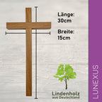 Großes Wandkreuz aus massivem Lindenholz, 30 cm, Naturfarbe – Bild 2