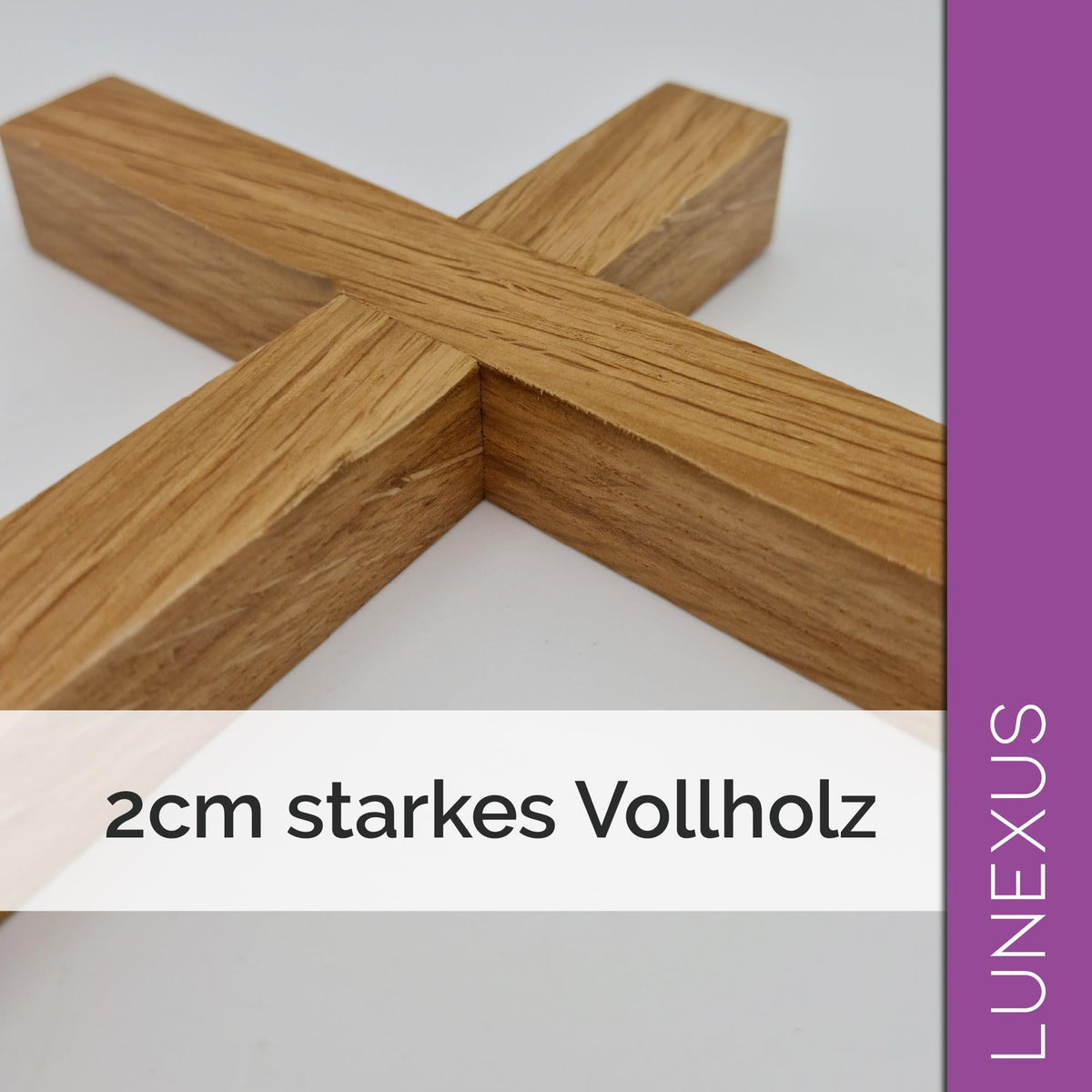 Großes Wandkreuz aus massivem Lindenholz, 30 cm, Naturfarbe – Bild 3