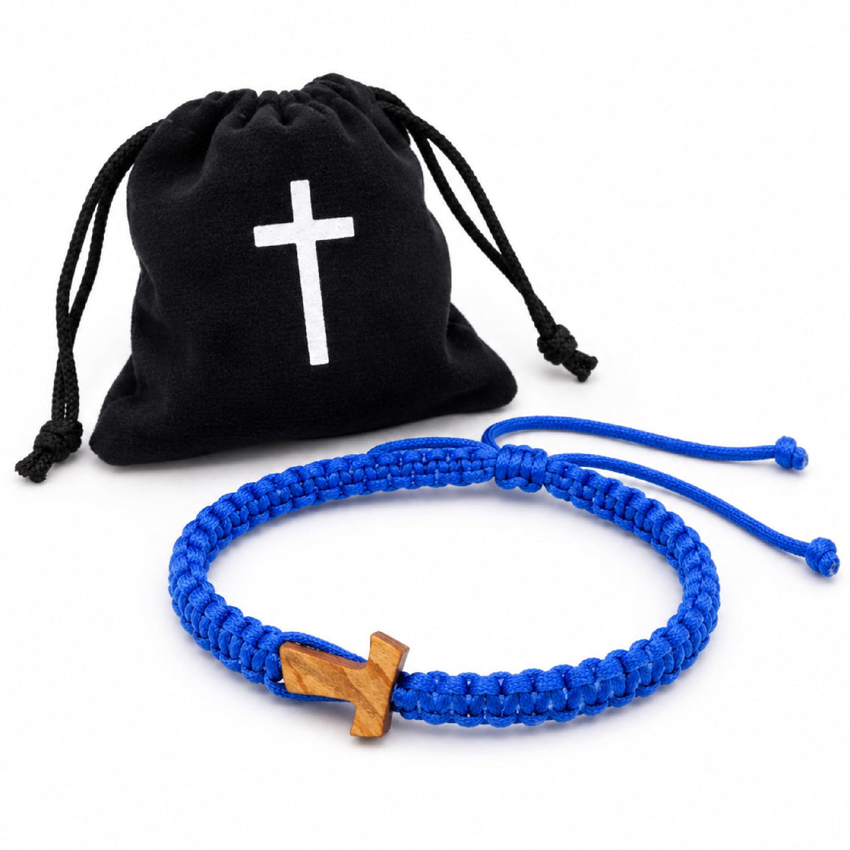 Paracord-Armband mit T-Kreuz aus Olivenholz, verstellbar 14–20 cm, gesegnet – Bild 4