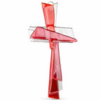 Glaskreuz in leuchtendem Rot-Transparent, 27 x 12 cm, Wandkreuz