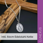 Marienkette Antik-Silber matt, Anhänger 3 cm, Edelstahlkette 60 cm, gesegnet – Bild 5