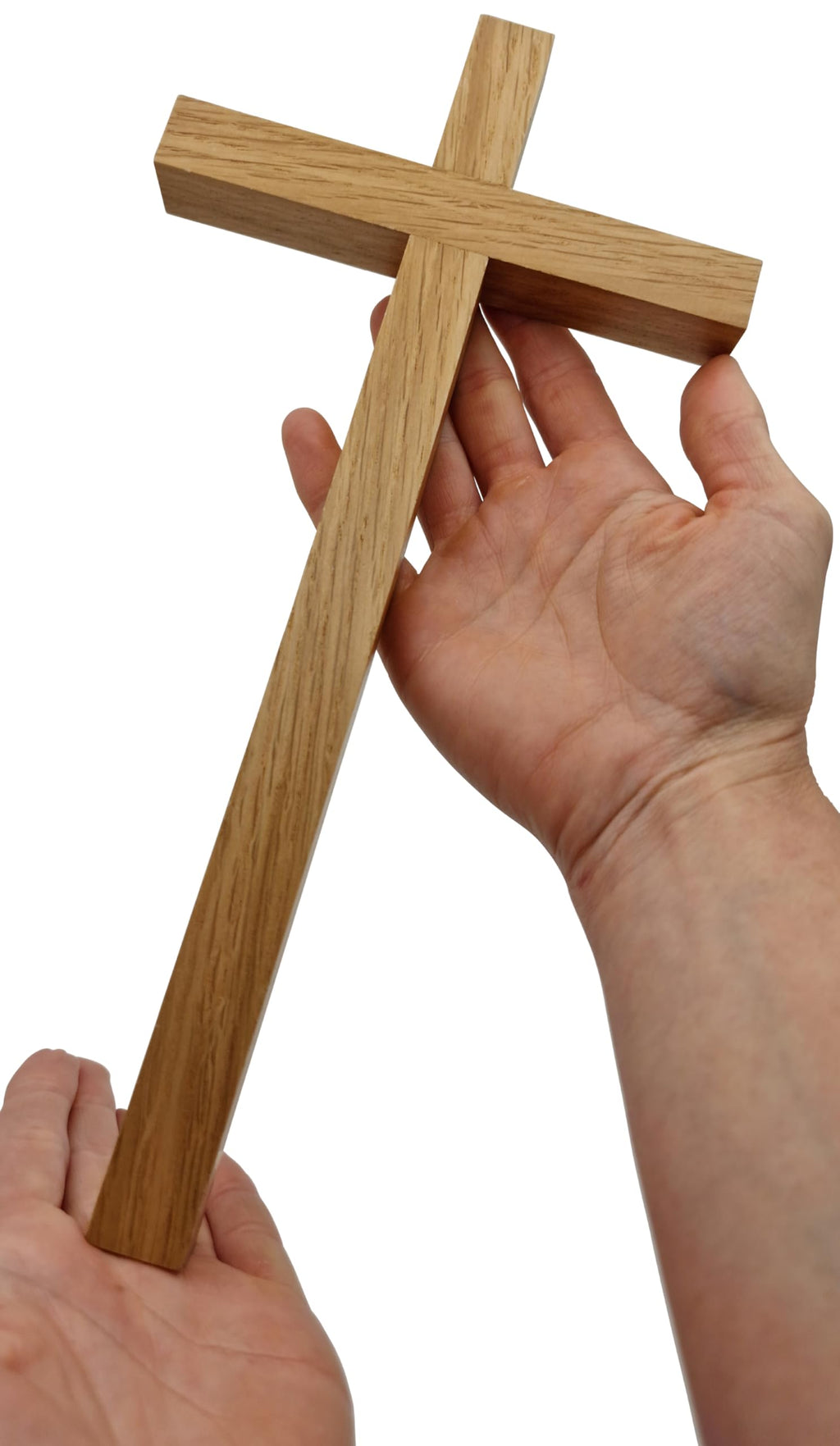 Großes Wandkreuz aus massivem Lindenholz, 30 cm, Naturfarbe