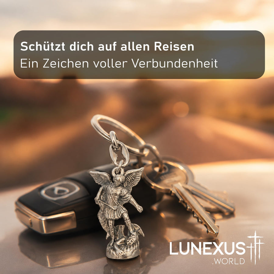Schutzengel Schlüsselanhänger 3D-Figur Metall antik 8,5 cm, gesegnet, mit Samtbeutel – Bild 7