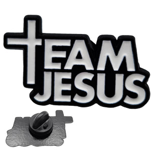 Anstecknadel Team Jesus Schwarz-Weiß 3,05 x 1,78 cm – gesegnet