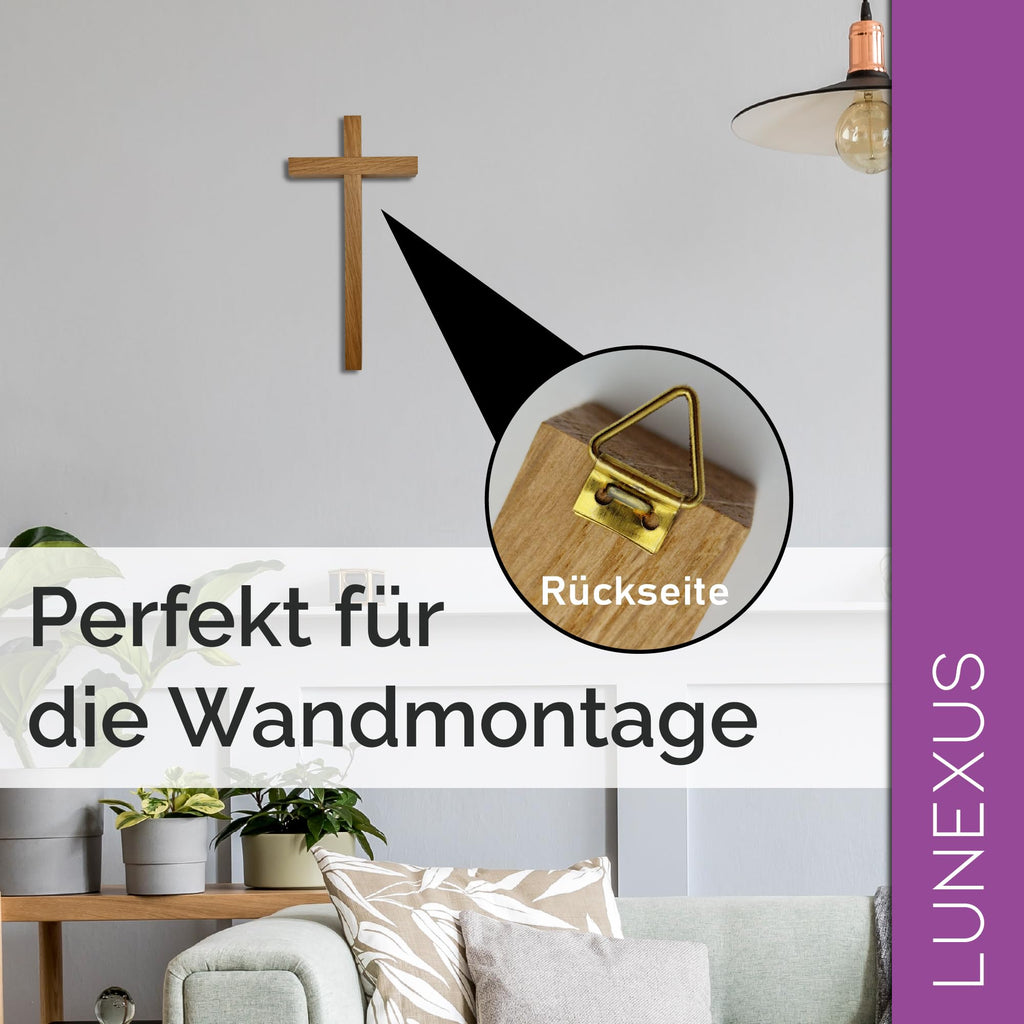 Großes Wandkreuz aus massivem Lindenholz, 30 cm, Naturfarbe – Bild 5