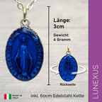 Maria Kette mit blauer Wundertätiger Medaille 3 cm, Edelstahlkette 60 cm, gesegnet – Bild 2