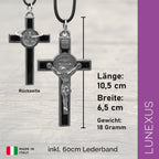 Kruzifix Kreuzkette mit Benediktus-Medaille, Emaille, 10,5 x 6,5 cm, Polyesterband 60 cm – Bild 3