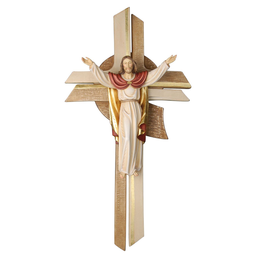 Cristo resucitado contemplativo – talla de madera hecha a mano del Tirol del Sur, acabado pintado a mano