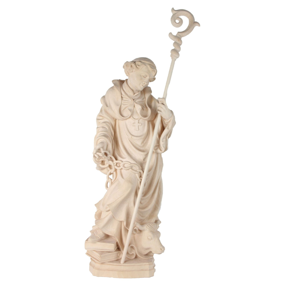 Hl. Leonhard – handgeschnitzte Holzfigur, Ausführung natur