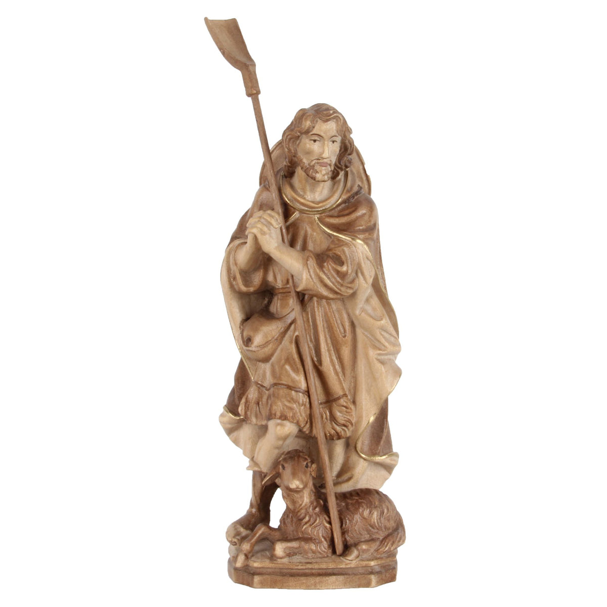 Hl. Wendelin – handgeschnitzte Holzfigur, Ausführung mehrfarbig gebeizt
