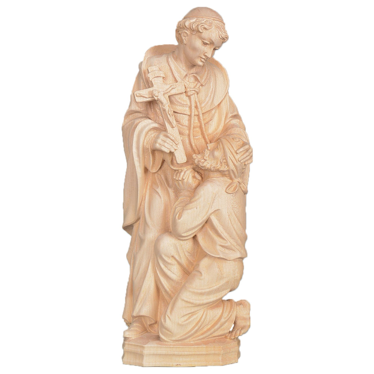 San Carlos Borromeo – talla de madera hecha a mano del Tirol del Sur, acabado natural