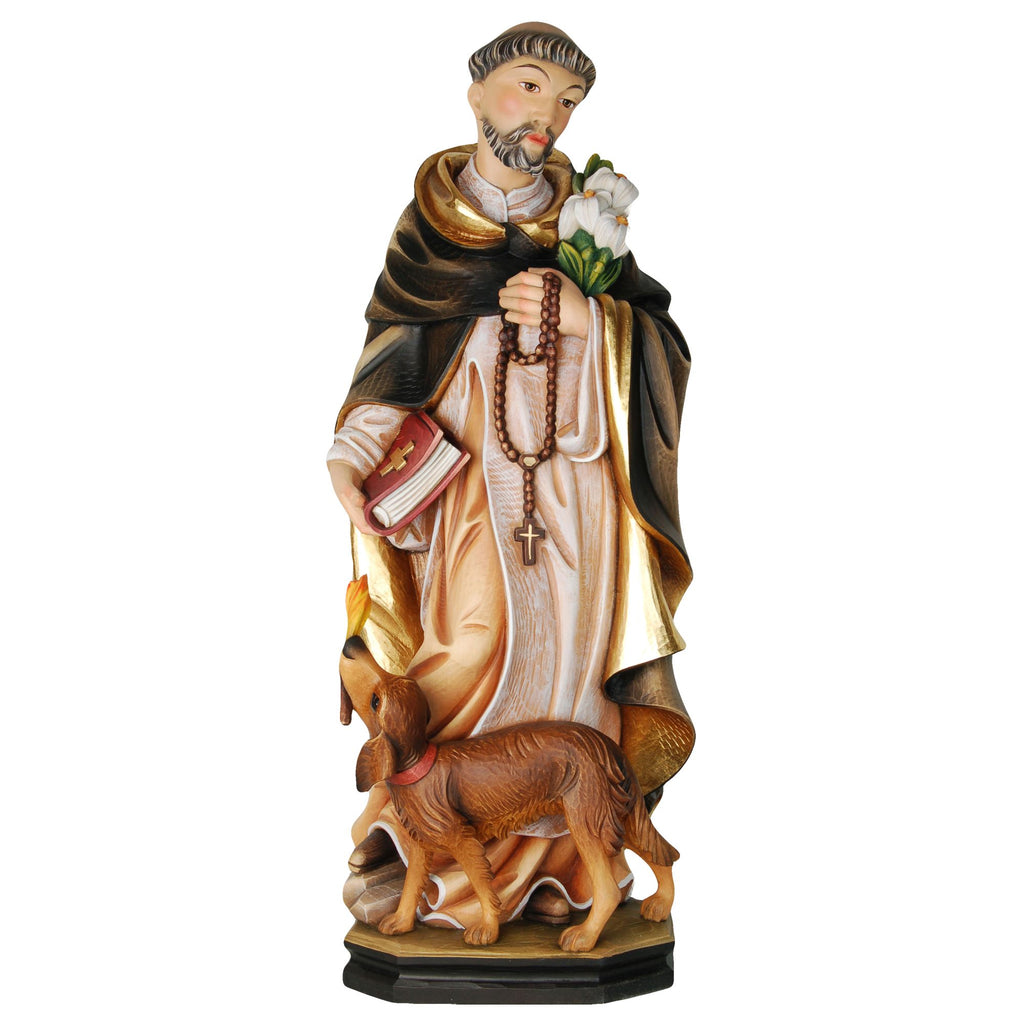 Hl. Dominikus mit Hund – handgeschnitzt in Südtirol, verschiedene Ausführungen