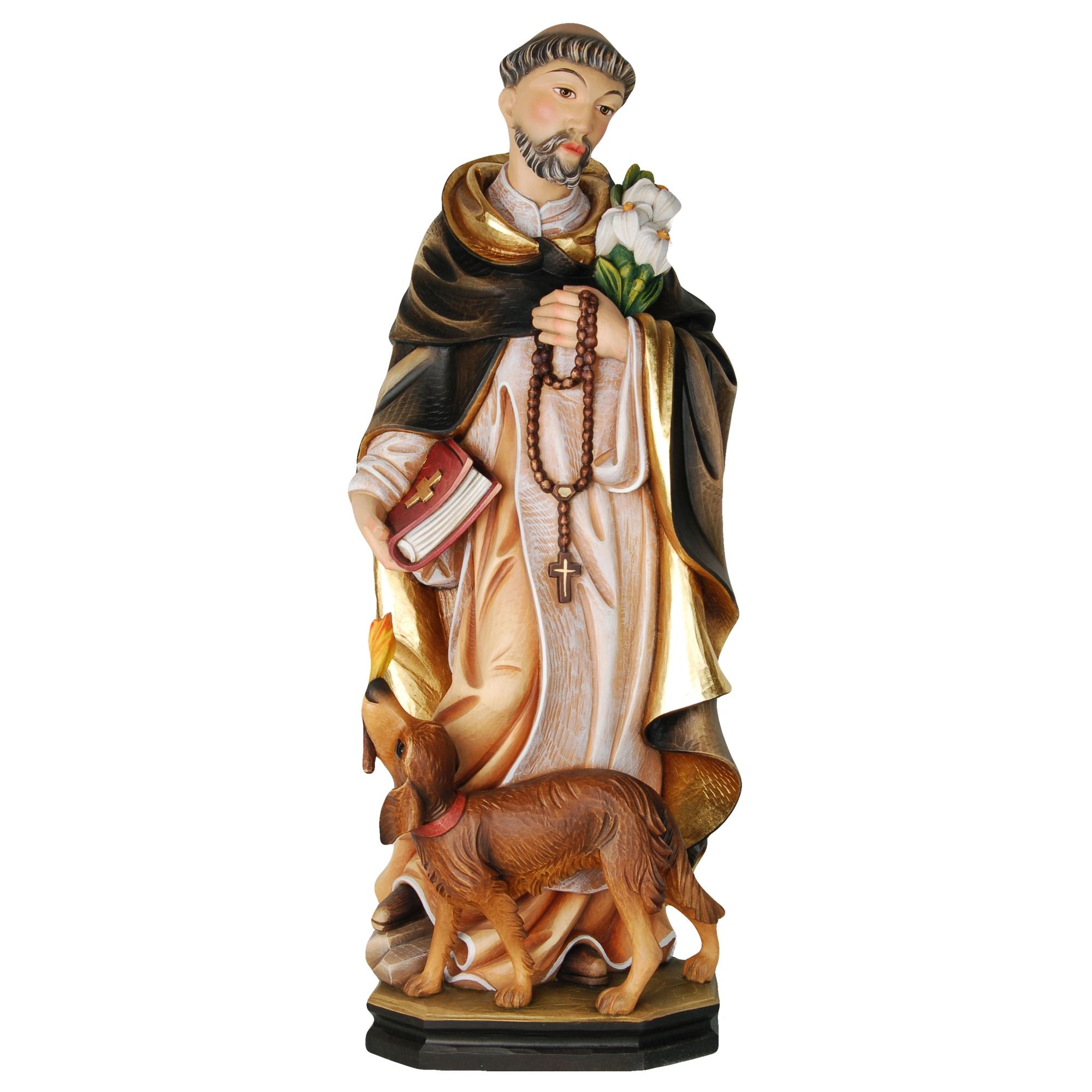 Hl. Dominikus mit Hund – handgeschnitzt in Südtirol, verschiedene Ausführungen