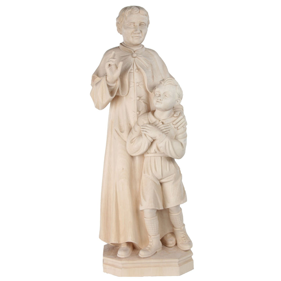 Hl. Johannes Bosco (Don Bosco) – handgeschnitzte Holzfigur aus Südtirol, Ausführung natur