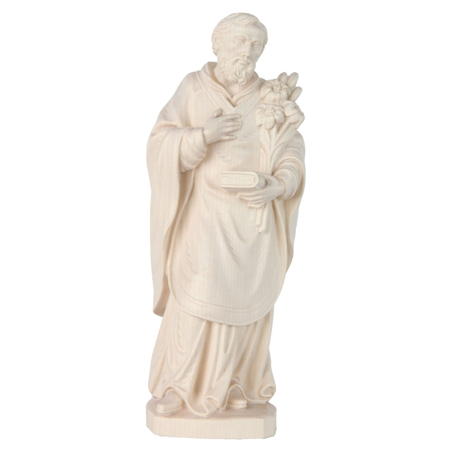 Hl. Nikodemus mit Kelch – handgeschnitzte Holzfigur aus Südtirol, Ausführung natur