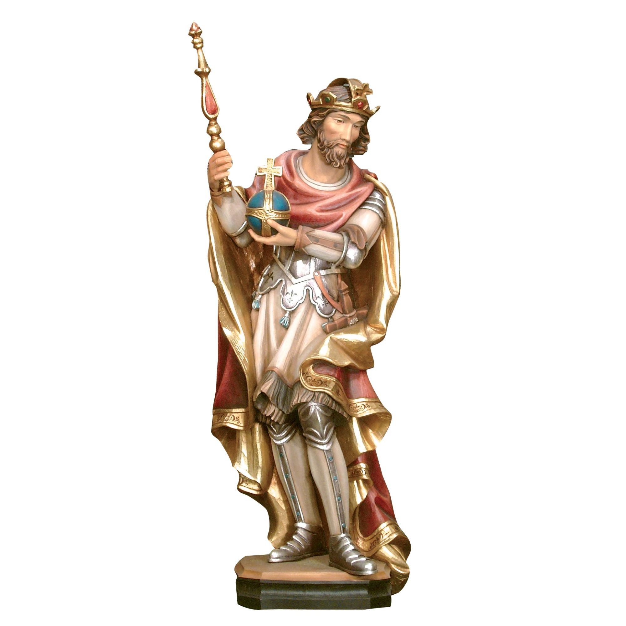 Heilige Männer „Hl. Alfred mit Reichsapfel und Zepter“ – handgeschnitzt