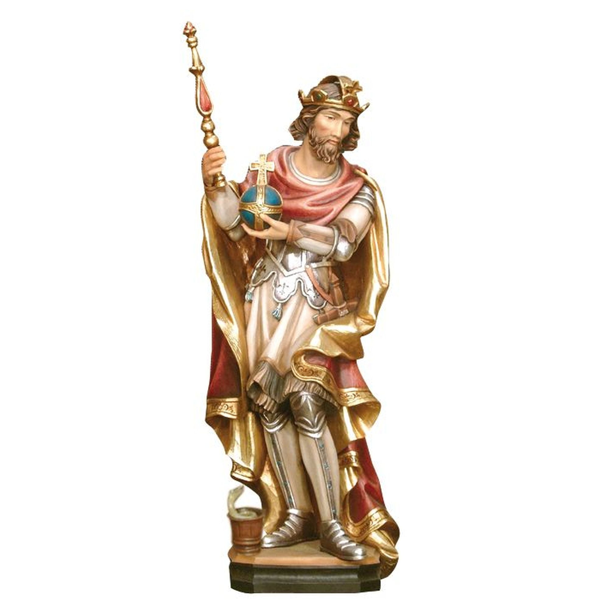 Heilige Männer „Hl. Eduard der Bekenner mit Schlange“ – handgeschnitzt in Südtirol