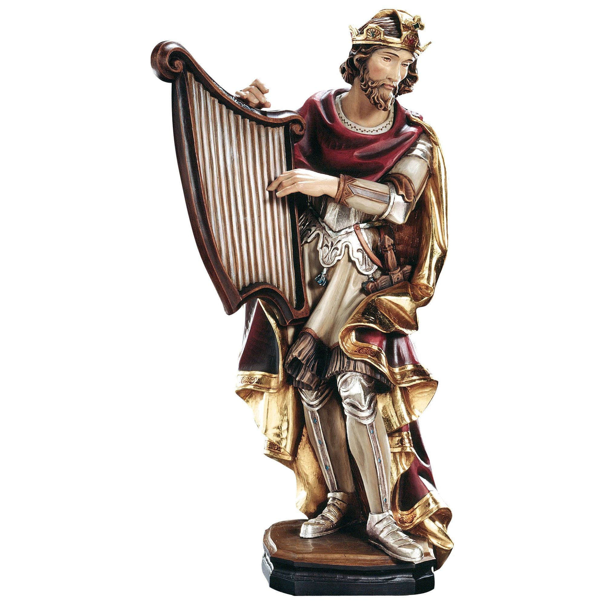 Heilige Männer „Hl. David“ – handgeschnitzt in Südtirol, natur/gebeizt/farbig