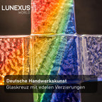 Glaskreuz in Regenbogenfarben aus Kristallglas, 20 x 11 cm, Wandkreuz – Bild 5