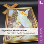 Schutzengel Wandbild im Holzrahmen: Engel führt zwei Kinder über eine Brücke – Bild 7