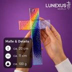 Glaskreuz in Regenbogenfarben aus Kristallglas, 20 x 11 cm, Wandkreuz – Bild 2