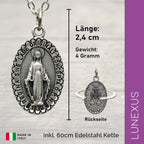 Marienkette Antik-Silber matt, Anhänger 2,4 cm, Ankerkette 60 cm, Edelstahl, gesegnet – Bild 2