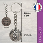 Christophorus Schlüsselanhänger Gute Fahrt, Antik-Silber, 9 cm, gesegnet, mit Samtbeutel – Bild 2