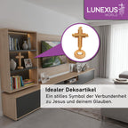 Standkreuz aus Buchenholz, 23,5 cm, mit rundem Sockel für ein Teelicht – Bild 5