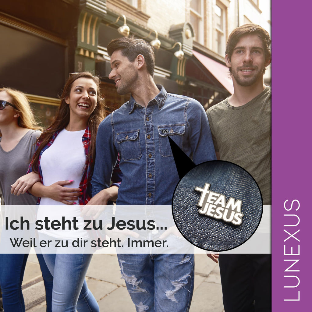 Anstecknadel Team Jesus mit Kreuz-T, schwarz-weiße Emaille, 3,05 x 1,78 cm – Bild 5