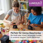 10er Set schwarze Samtbeutel 10 × 9 cm mit weißem Kreuz und Kordelzug – Bild 3